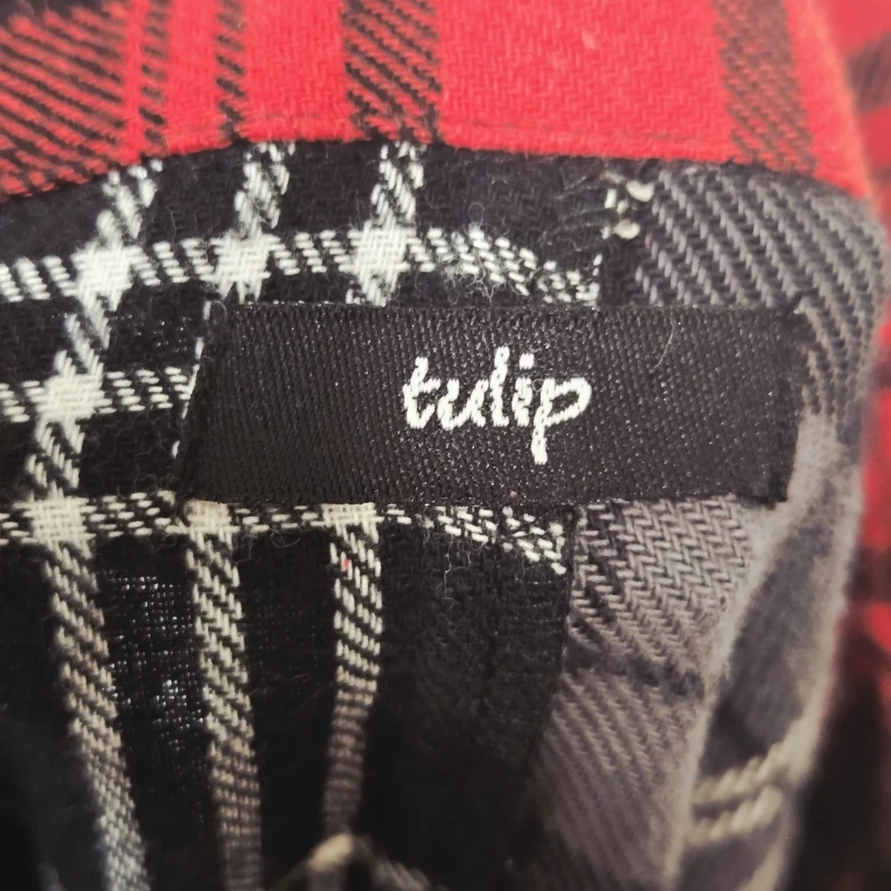 Tulip Janet Plaid Blue 100% Cotton Shirt/Dress Size M - Picture 11 of 12